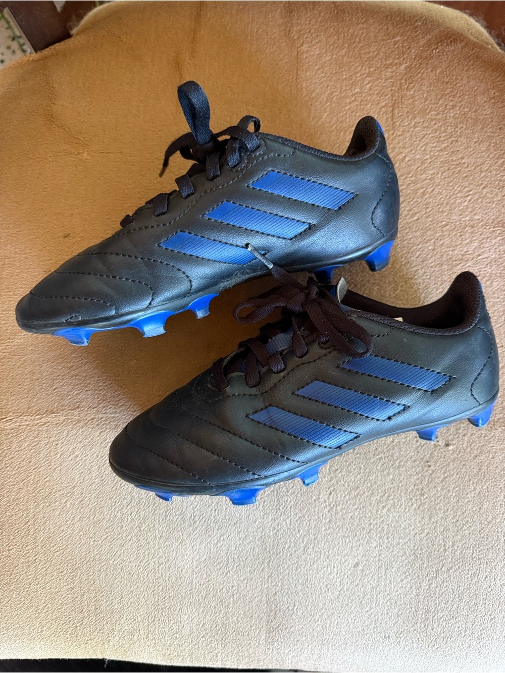adidas Kids Black and Blue Soccer Cleats - Firm Ground